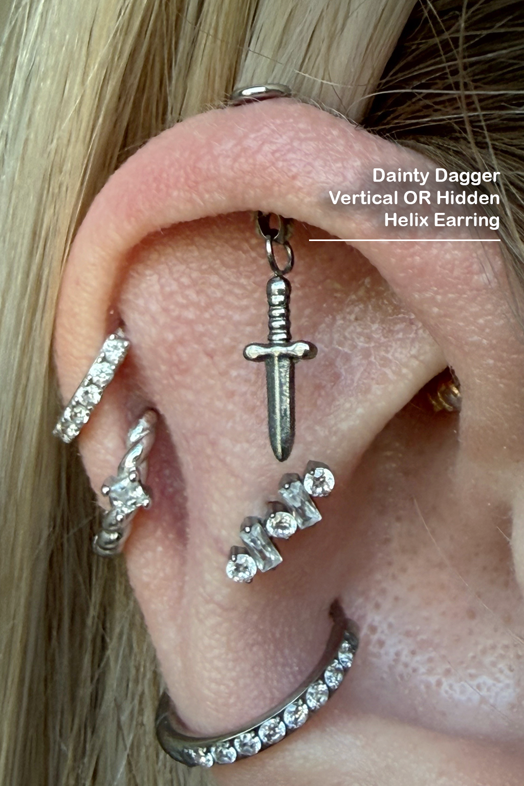 Dainty Dagger | Vertical Helix OR Hidden Helix Earring
