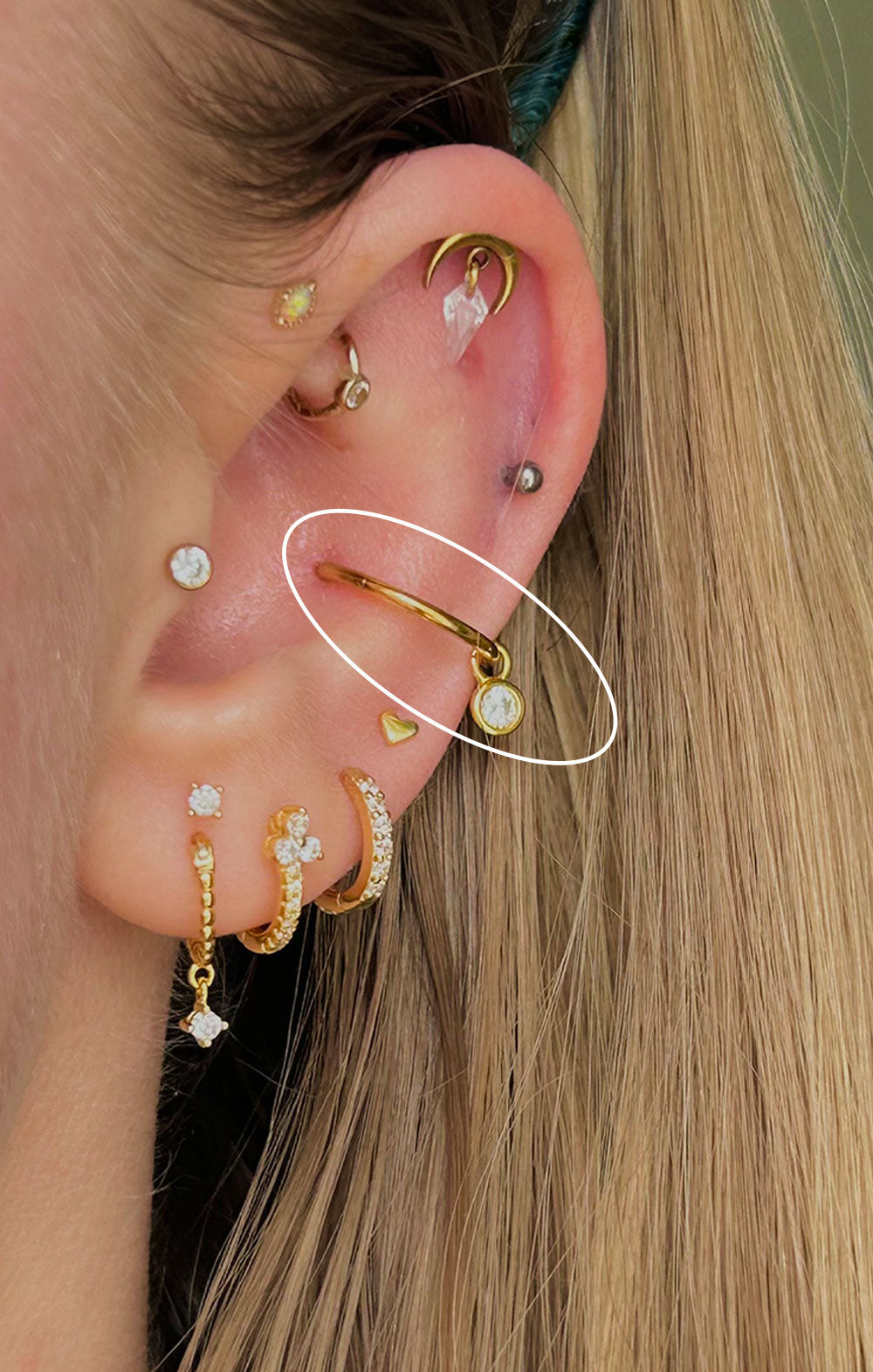 Elodey's Cartilage Hoop With Bezel Charm Hoop – Rapunzille