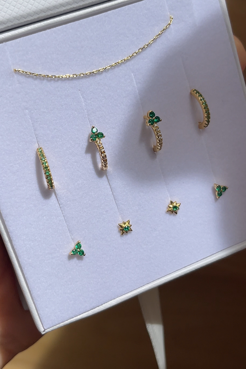 Emerald Basics Earring Stack Set