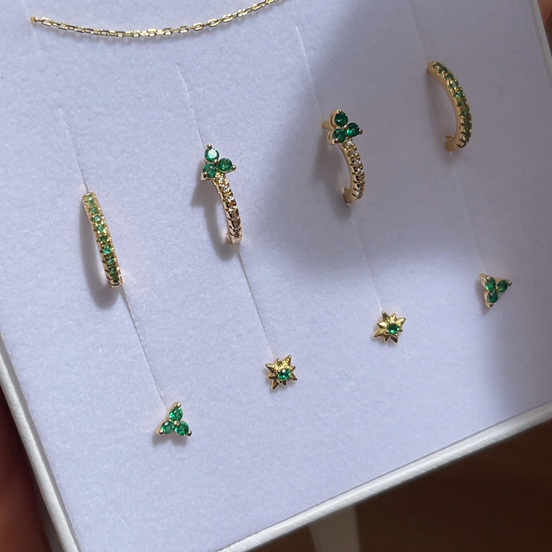 Emerald Basics Earring Stack Set