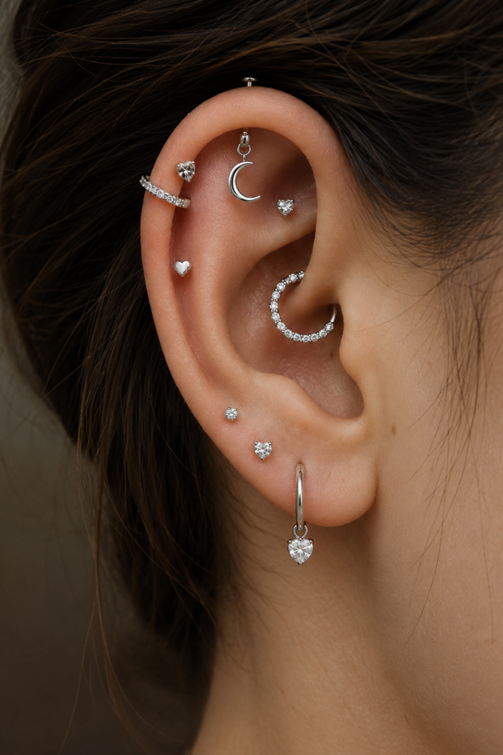 Hanging Moon | Vertical Helix OR Hidden Helix Earring