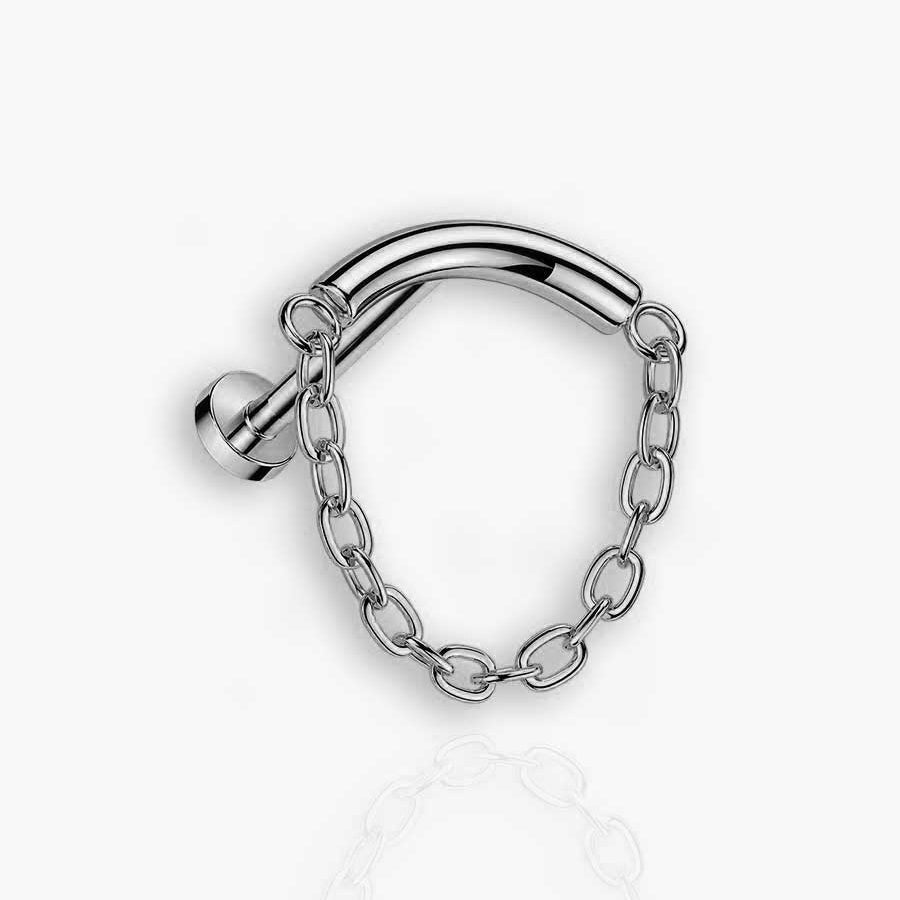 Hide & Seek - Verstecktes Helix-Curved-Bar-Ketten-Piercing mit flacher Rückseite
