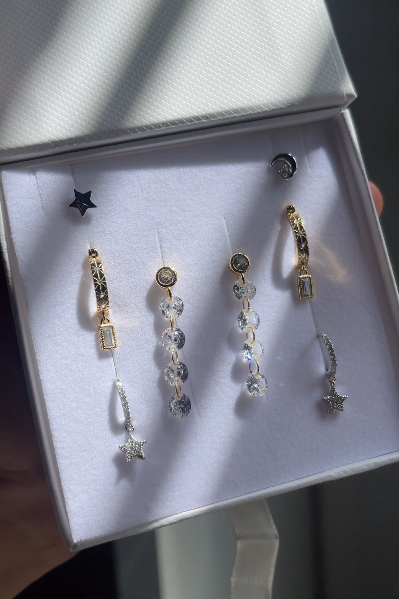 Crystal Clear - Mixed Metal Earring Stack Set