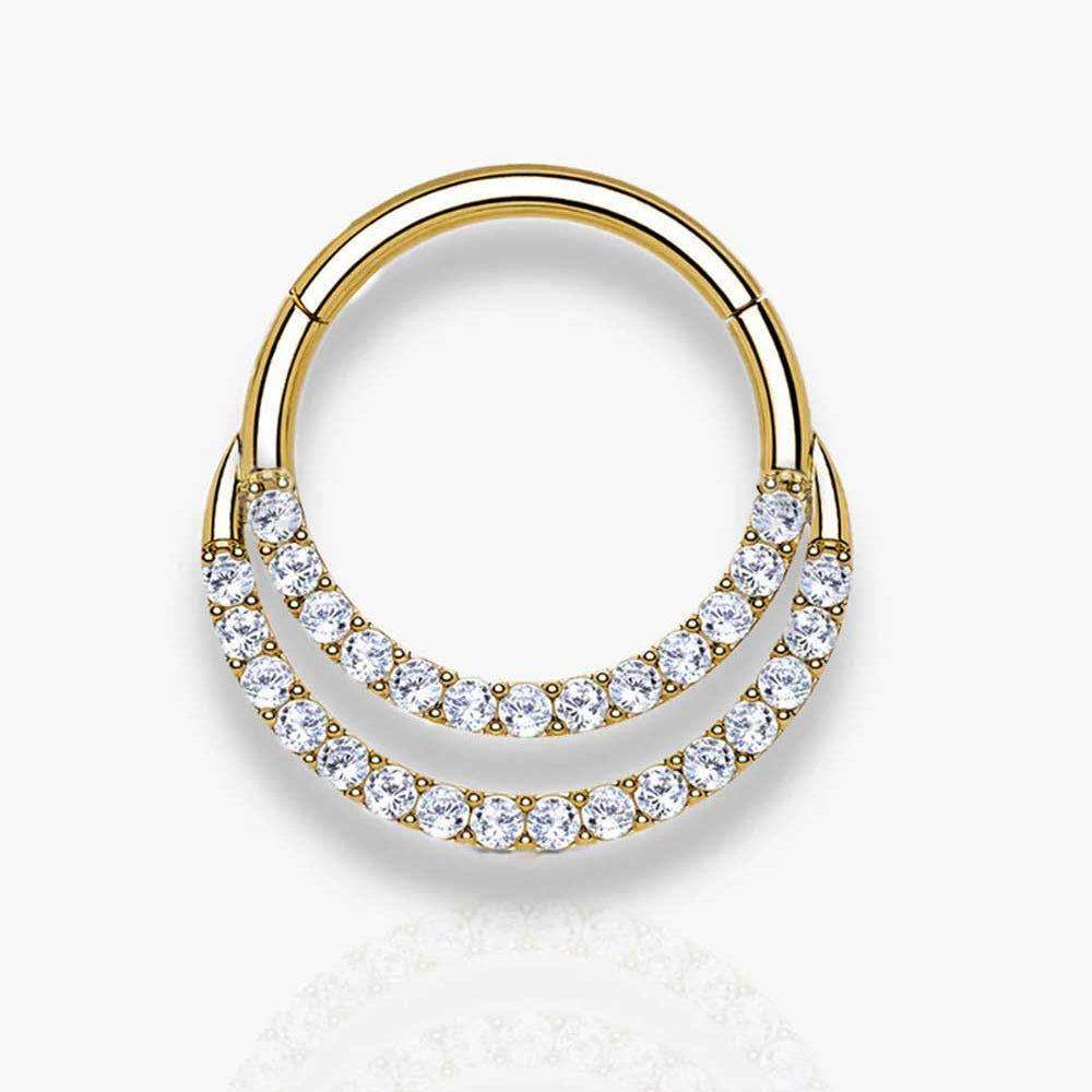 Isabella | Double Segment Hoop in 14k Solid Gold