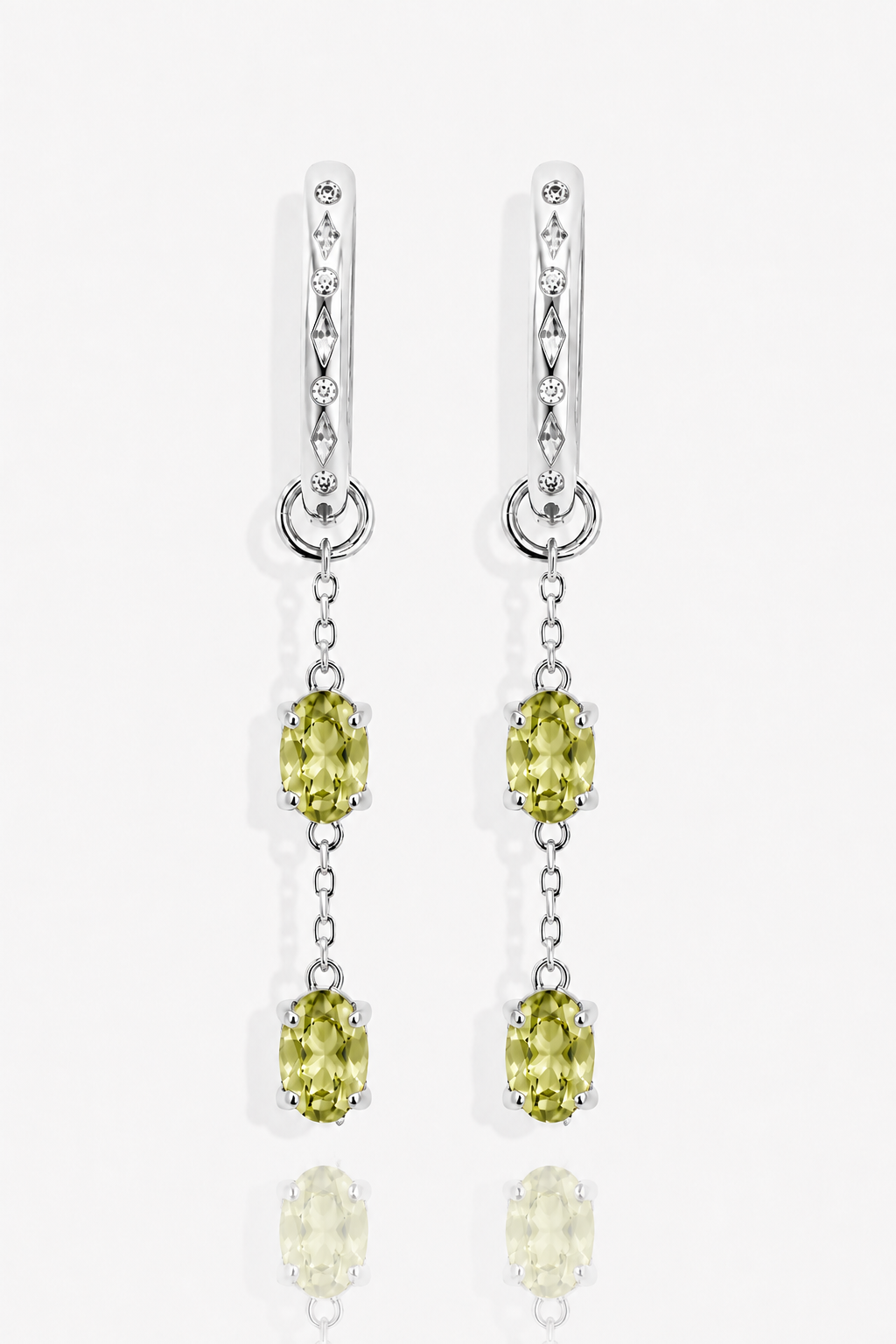 Pistachio Biscotti - Peridot Drop Hoop Earrings