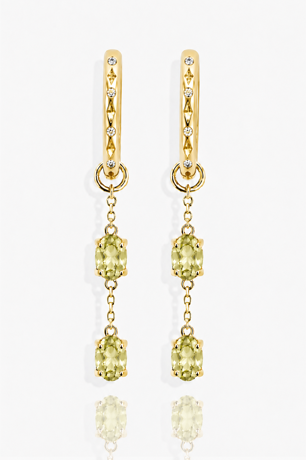 Pistachio Biscotti - Peridot Drop Hoop Earrings