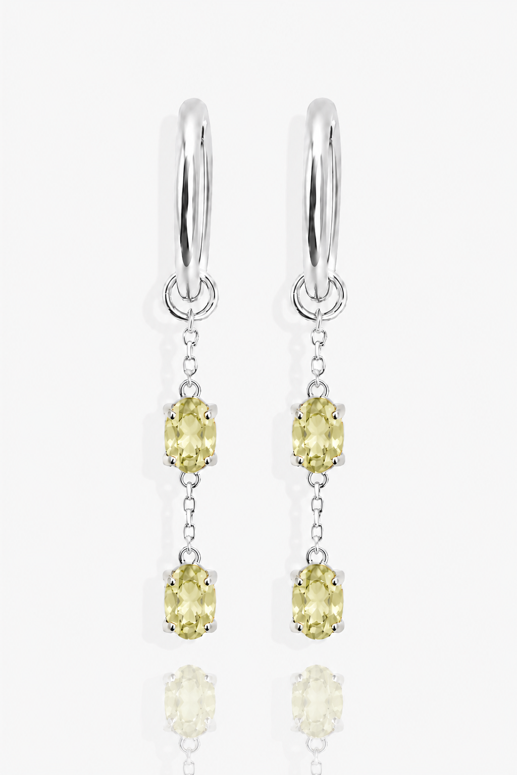 Pistachio Cream - Peridot Drop Hoop Earrings