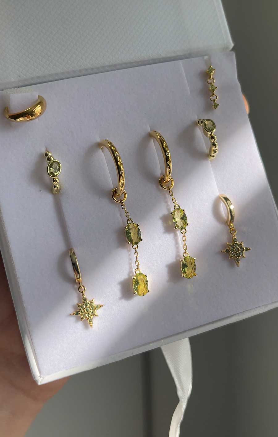 Pistachio Biscotti - Peridot Drop Hoop Earrings