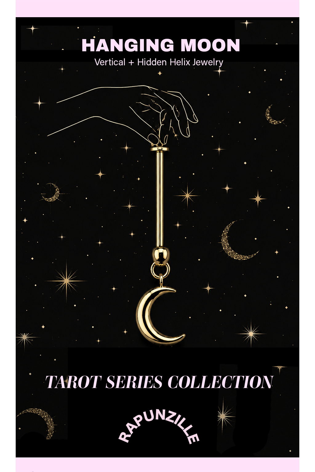 Hanging Moon | Vertical Helix OR Hidden Helix Earring