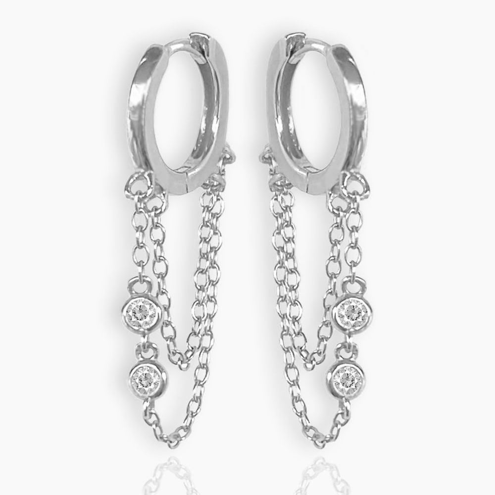Petite Double Chain Huggies (Preorder Gold, ships October 5th)