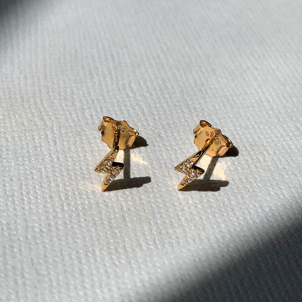 Tiny Lightening Bolt Studs